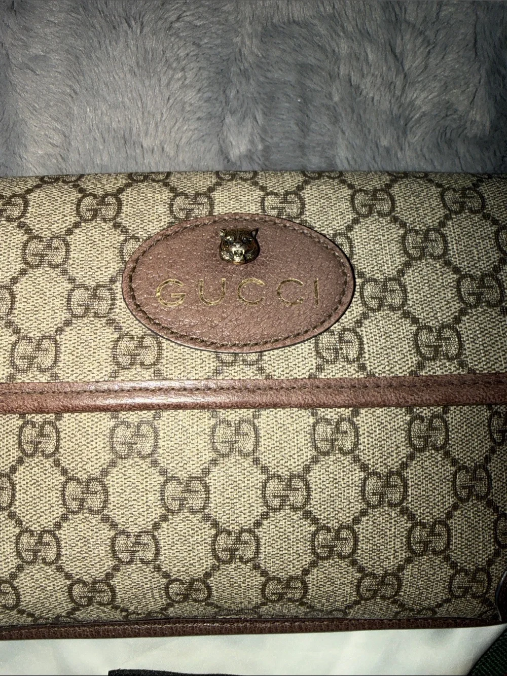 Preloved Gucci Brown GG Canvas Belt Bag with Green-Red Web Strap with Dust bag